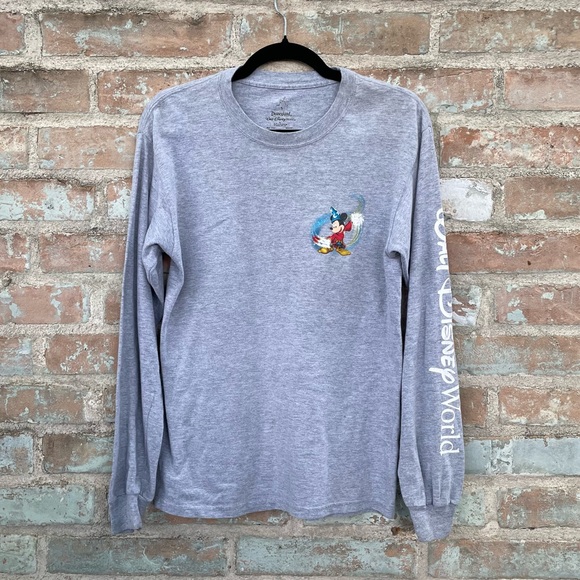 Walt Disney World Long Sleeve Graphic Tee Mickey Grey Crew Neck Shirt Parks S - Picture 2 of 12